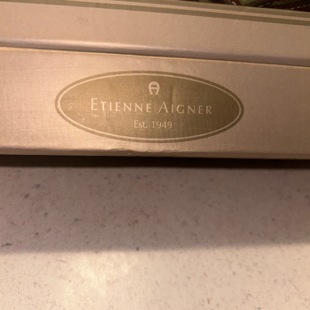 Etienne Aigner Multicolor Logo Canvas Wristlet with Brown Leather Trim - Picture 12 of 12
